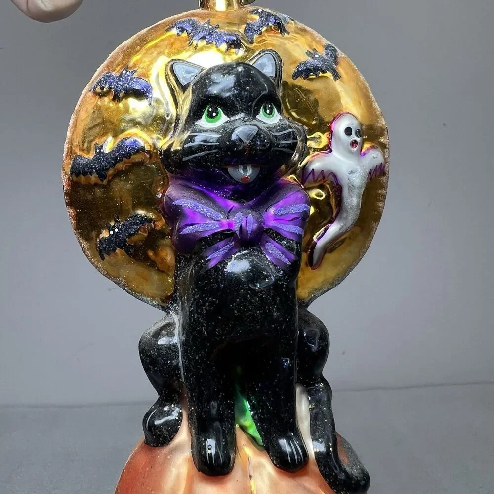 Christopher Radko Halloween Fright Night Frolic- Double Sided Ornament Black Cat